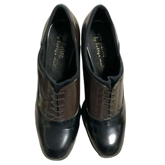 Ann Marino Black and Brown Oxford Heels - Picture 2 of 6